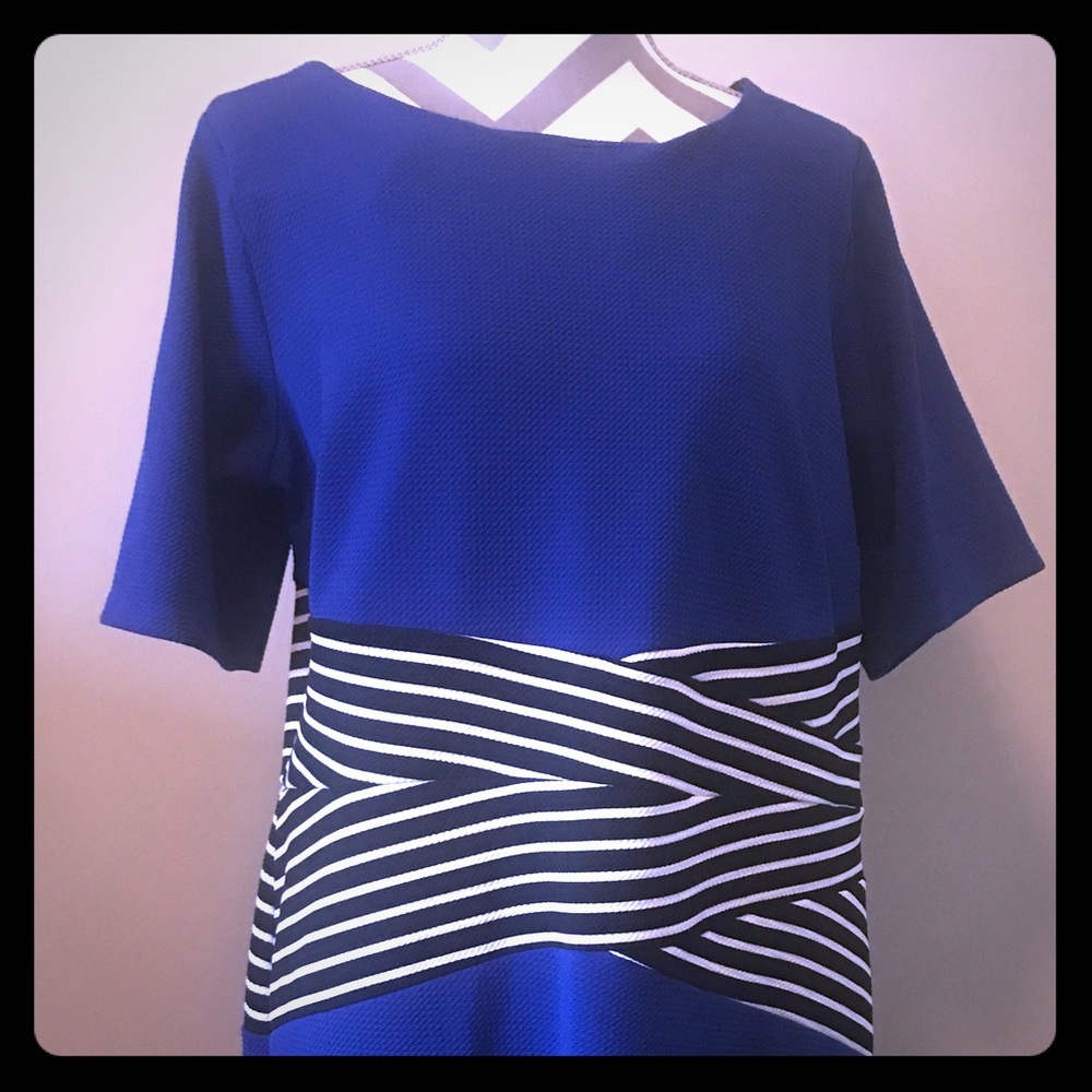 Blue Black & White Dress